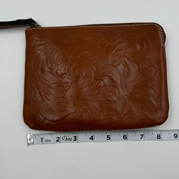 Patrica Nash CassinEmbossed Leather Wristlet Clutch Bag With Zipper & Wrist Stra - Picture 13 of 15
